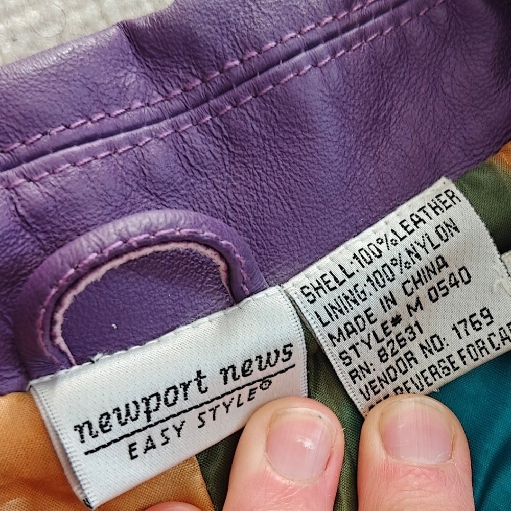 Vintage Purple Leather Jacket Utility Women's Medium Newport News Trench Coat - Picture 7 of 8